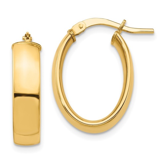 14k Yellow Gold High Polished 5mm Oval Hoop Earrings 20.38...